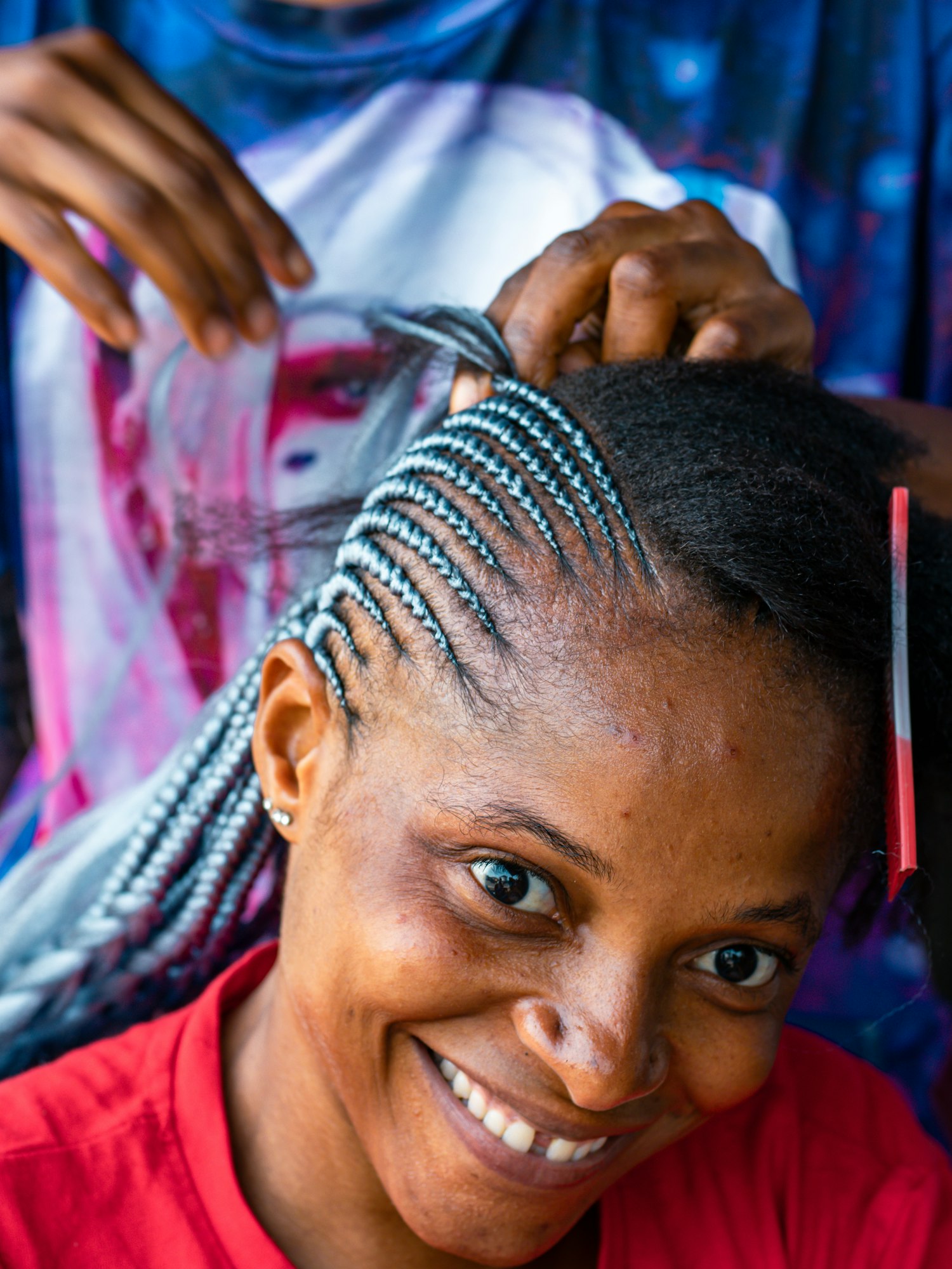 Woman smiling in the salon chair