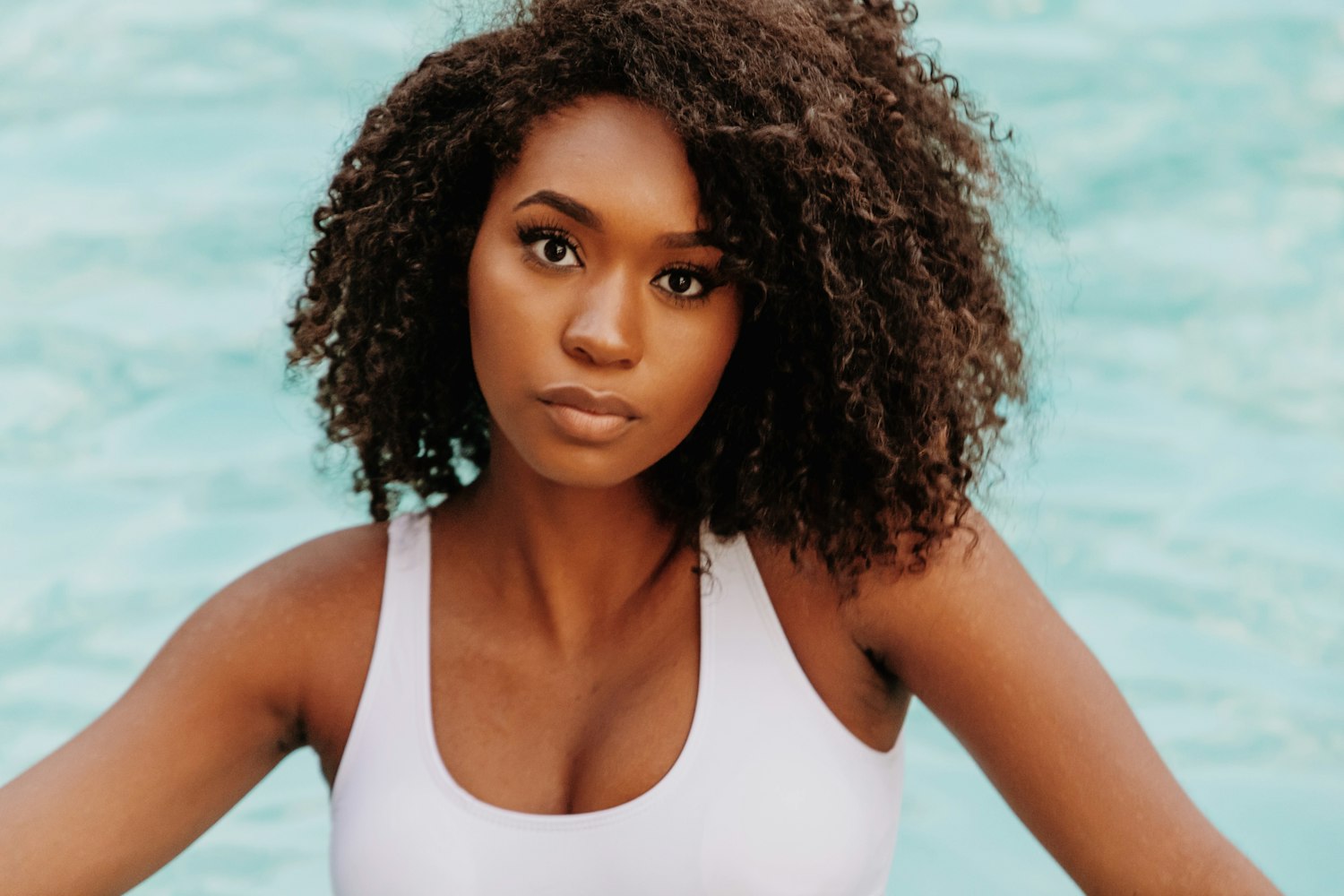 Woman with voluminous curls